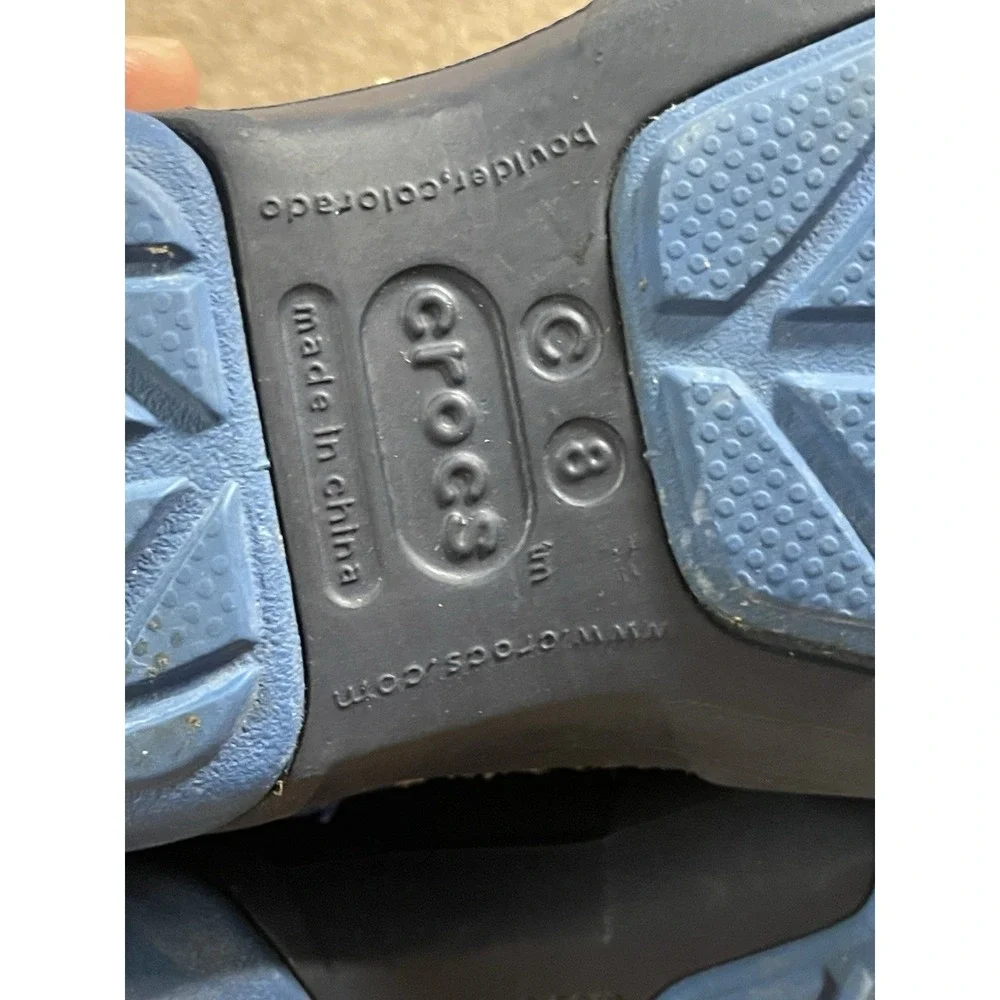 Crocs Suede Dawson Childrens Clog Suede Faux Fur Lining Size‎ 8 Blue Slip On